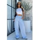 thumbnail image 2 of Pantalones informales con estampado de rayas para mujer, pantalón largo recto con cordón, cintura elástica, holgado, con bolsillos, ropa de calle con bolsillo, Y2K, 2 of 5