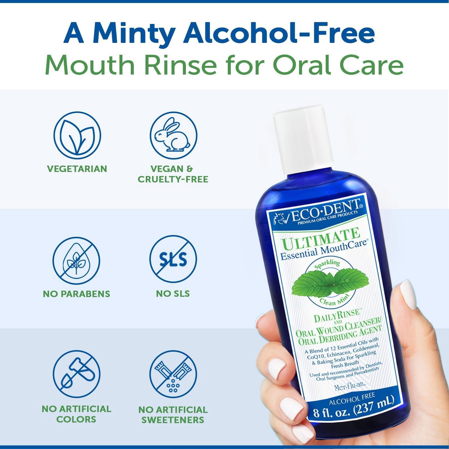 Eco Dent Daily Rinse Ultimate Essential Mouth Care, Sparkling Clean Mint - 8 oz, 2 Pack