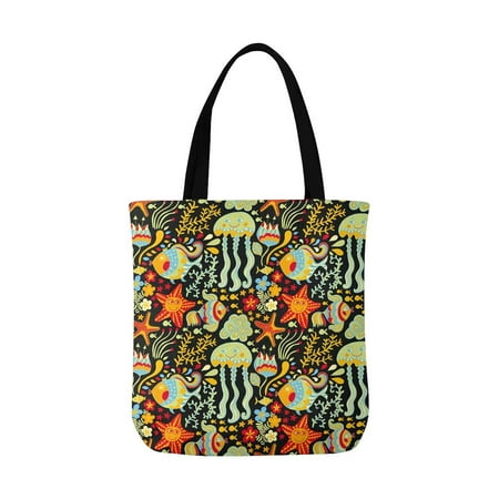 ASHLEIGH Floral Starfish Coral Reusable Grocery Bags Shopping Bag ...