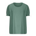 thumbnail image 4 of Penkiiy Womens-Plus-Size-Summer-Tops Square Neck T Shirts Puff Short Sleeve Blouses Eyelet Tunics 5XL Green, 4 of 8
