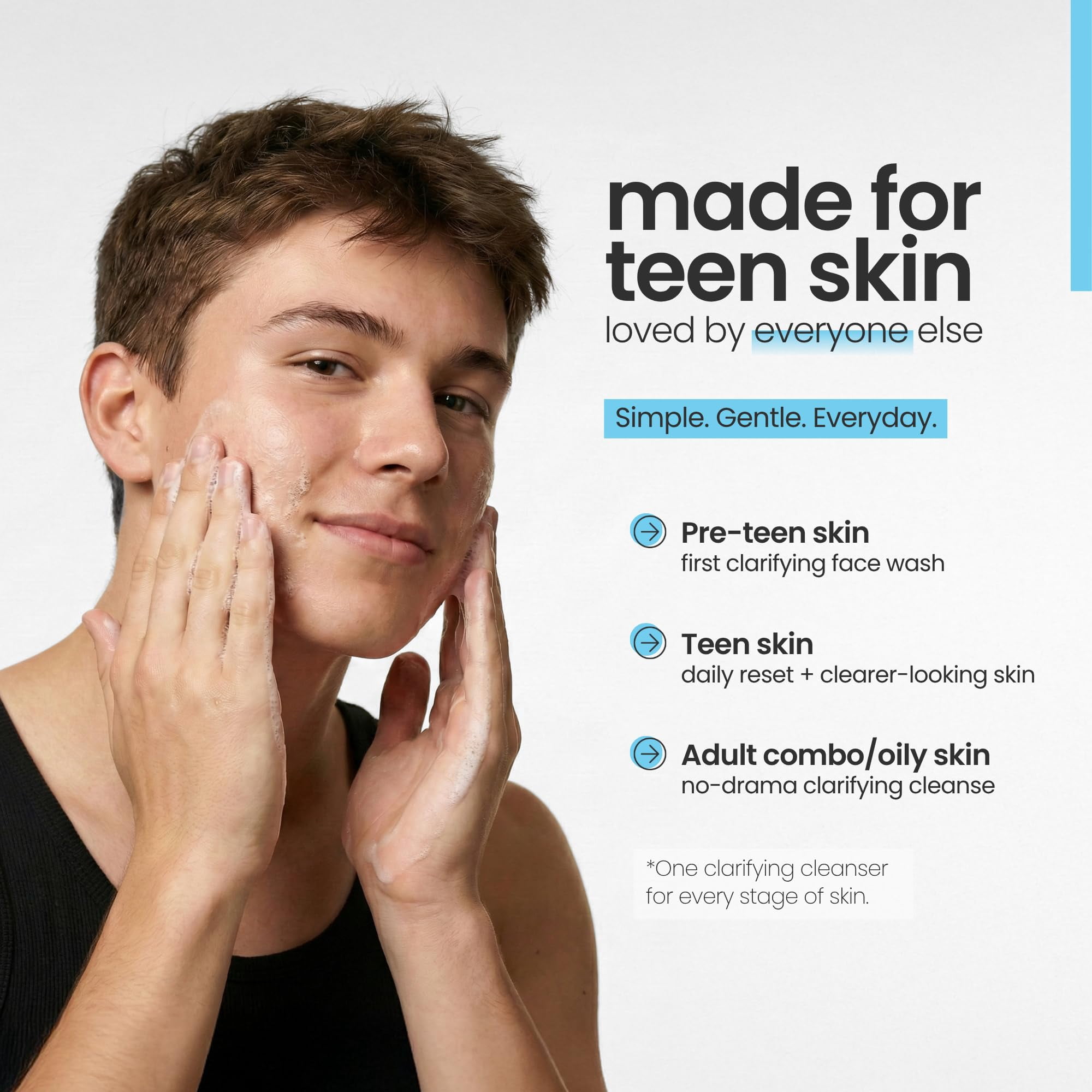 Teen Face Wash Skin | Gentle Foaming Daily Boys & Girls Facial Cleanser Lotion | Natural Non-toxic Ingredients | For Teens, Preteens & Kids Looking to Prevent Acne | 5 oz by Natural Outcome