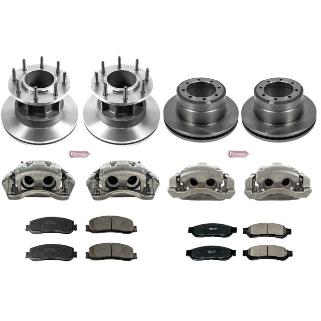 PowerStop Front and Rear Stock Replacement Brake Pad and Rotor Kit with Calipers Fits: FORD Select Models KCOE6527