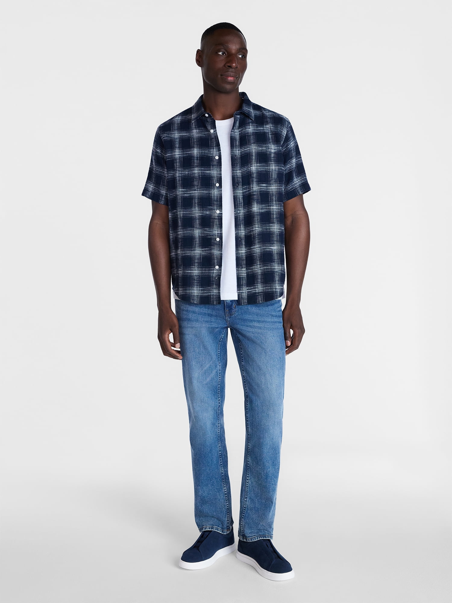 George Men's Poplin Shirt with Short Sleeves, Sizes XS-3XL