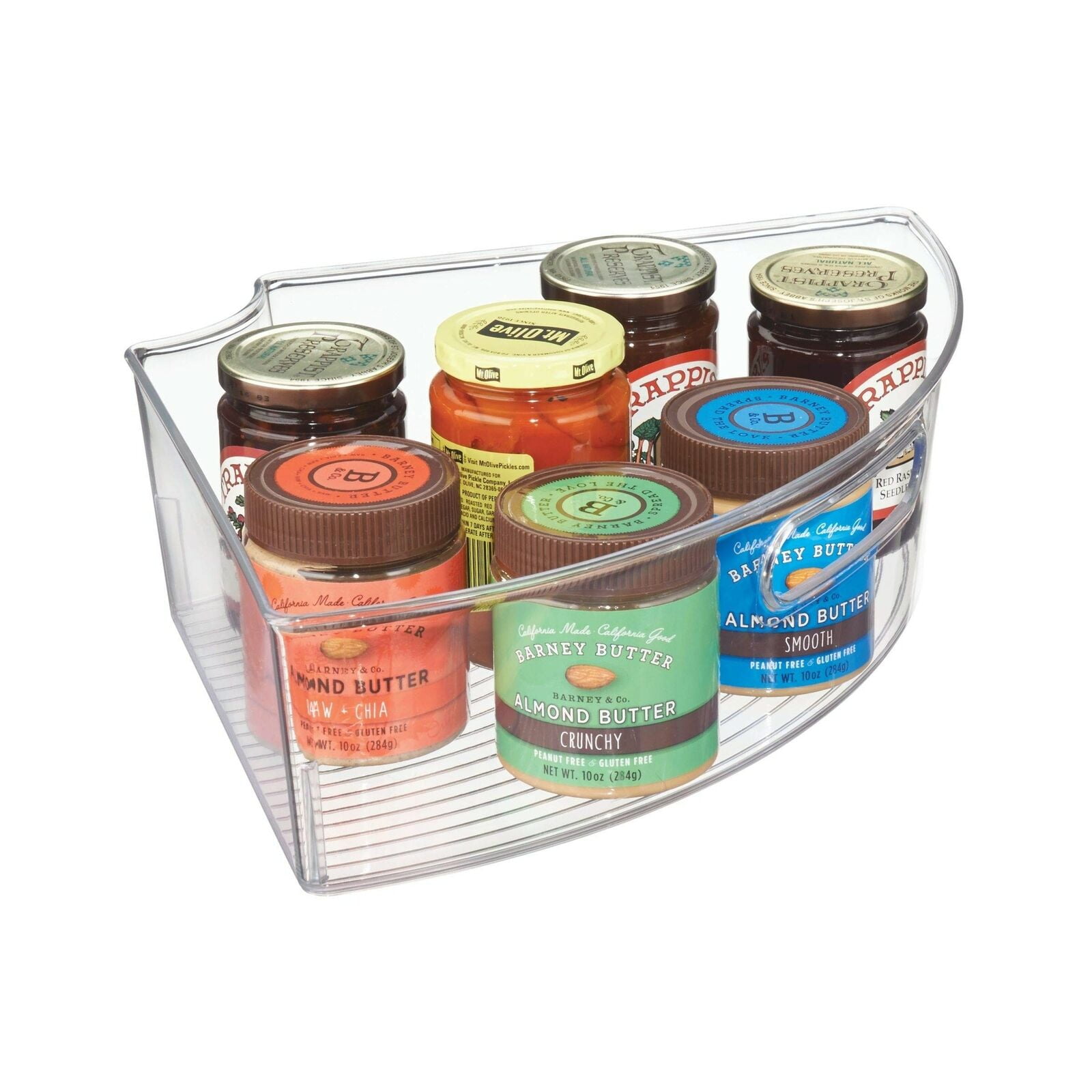 iDesign Plastic Lazy Susan Storage Basket 1/4 Wedge with Handle for