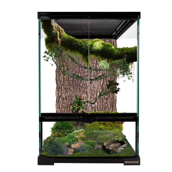 11 Gallon Reptile Glass Tank Vertical Terrarium 12"x12"x18" Habitat Enclosure with Front Opening Door and Top Screen Ventilation for Geckos, Snakes,Tree Frogs,Chameleon