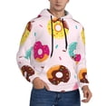 thumbnail image 2 of Picia Donut Pattern Casual Men's Hoodie - Lightweight Hooded Sweatshirt with Kangaroo Pocket, Comfortable Pullover for Everyday, Travel-Small, 2 of 7