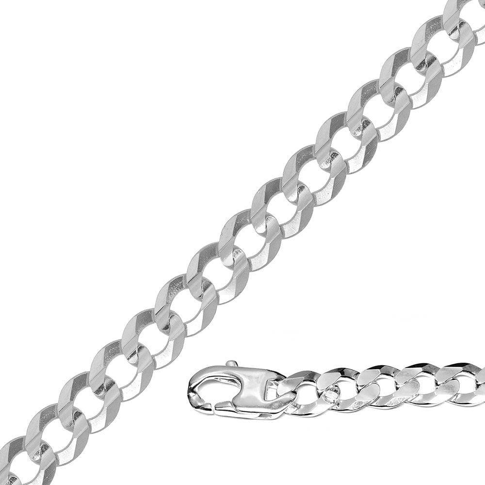 CloseoutWarehouse High Polished Sterling Silver Super Flat Curb 300 Chain 11.5mm