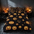 thumbnail image 2 of Homewish Halloween Glowing Pumpkin Duvet Cover Queen, Mini Bat Silhouette Queen Bedding, Black Orange, Black Reversible 3 Pieces, 1 Duvet Cover and 2 Pillowcases, 2 of 7
