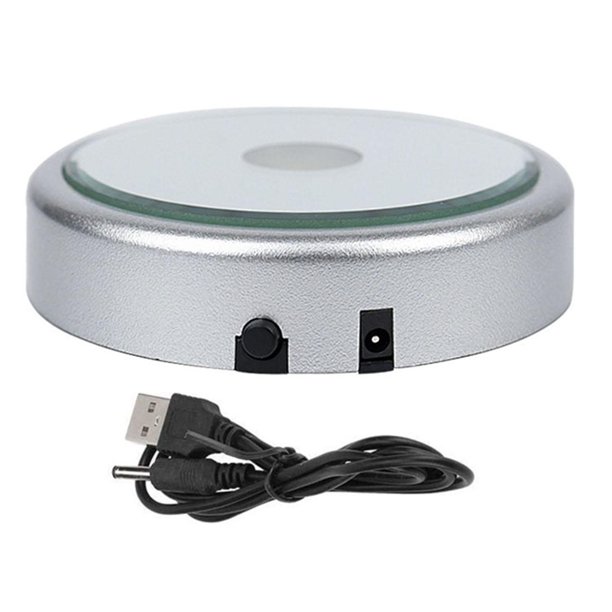 Estante de exhibición LED Yuyangstore base luminosa colorida USB plata