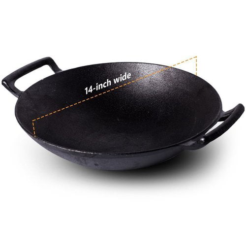Photo 1 of Useful.. UH-CI193 14 Inch Cast Iron Wok with Handles and Built in Base