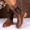 thumbnail image 2 of YOUYEDIAN Boots for Women Side Lace-up Versatile Ankle Mid Top Booties Block Low Heel Comfy Casual Outdoor Shoes, 2 of 5