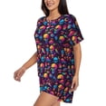 thumbnail image 2 of Fuzoiu colorful Skull Retro Print Women's Short-Sleeved Pajama Set,Lounge Sleepwear Set,Womens Pajama Sets 2 Piece,Button-Up Top and Shorts with Pockets-XX-Large, 2 of 7