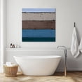 thumbnail image 3 of Blue Brown Grey Wall Art Painting on Canvas, Vintage Stripe Farmhouse Wood Grain Canvas Art Home Prints Wall Art Framed Modern Artwork for Living Room Bedroom Wall Decor 12x12in, 3 of 9