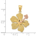 thumbnail image 3 of 14k Gold Two-tone Yellow/Rose Hibiscus Charm Pendant, 3 of 3