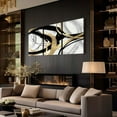 thumbnail image 2 of Abstract Wall Art Gold Black and White Lines Picture Canvas Prints Modern Line Prints Living Room Bedroom Office Poster Gallery Home Decor（Only canvas）, 2 of 6