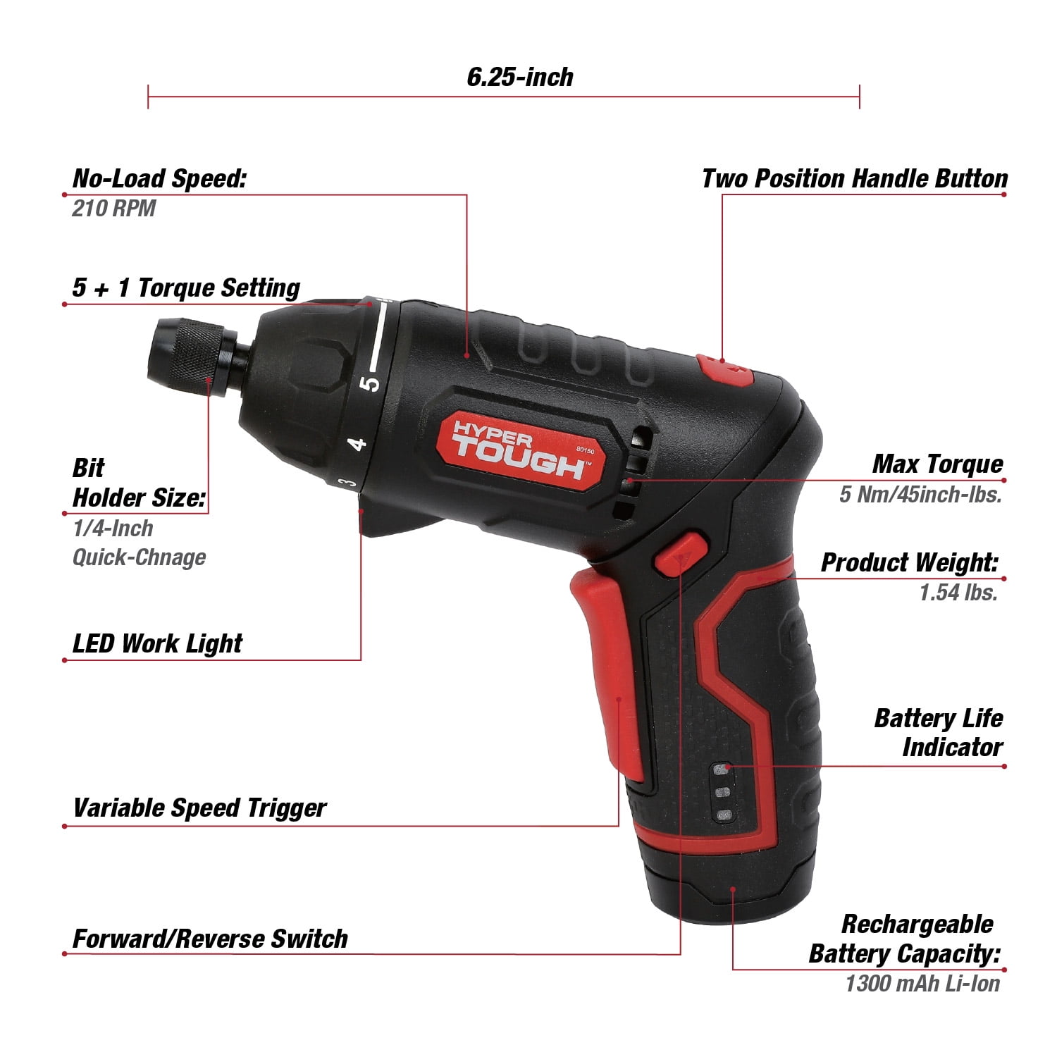 Hyper Tough 4V Rotating Head Screwdriver, Holiday Gift