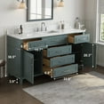 thumbnail image 6 of Deluxe Living Double Sink Bathroom Vanity 60", Fully-Assembled vanity with Ceramic Sink,Solid Wood Frame, Green, 6 of 7