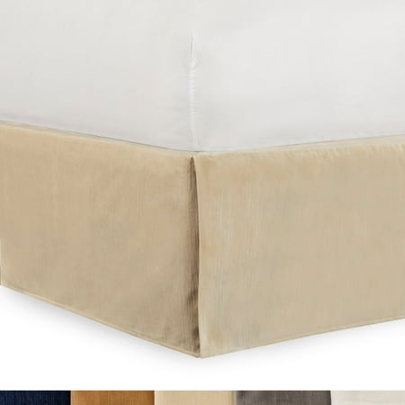 - Gavotte Home Tailored Velvet Bed Skirt with Split Corner 14 inch Drop-Twin, Cream Modern Dust Ruffle, High-End