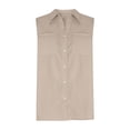 thumbnail image 4 of TrendOFT Womens Linen Vests Loose V Neck Sleeveless Pocket Button Casual Lightweight Summer Tops Beige L, 4 of 5