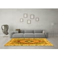 thumbnail image 3 of Ahgly Company Machine Washable Indoor Square Abstract Yellow Modern Area Rugs, 3' Square, 3 of 4