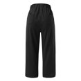 thumbnail image 6 of Baqcunre Women's Solid Nine-Point Loose Anti-Cotton Hemp Elastic Waist Pants Size M-3XL,Womens Fashion Wide Leg Pants Woman Flare Pants for Women Women's Pants Black, 6 of 6