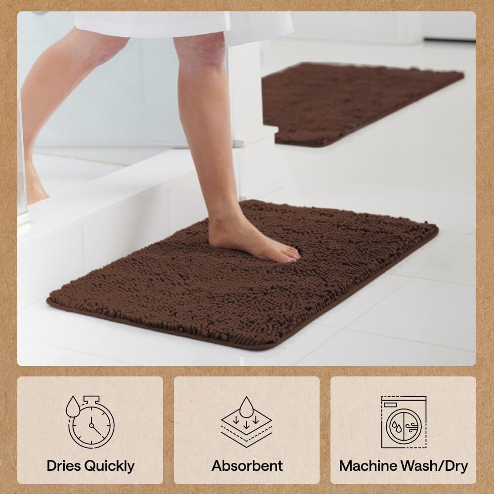 Bath Rug Mat, Thick Soft Absorbent Chenille, Quick Dry Microfiber Mats, Rubber Backing Washable Shower Floor Rugs, US Designed Bathroom Halloween Home Decor Accessories