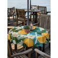 thumbnail image 2 of Outdoor Tablecloth with Umbrella Hole Zipper Yellow Lemon Round Tablecloth 54" Waterproof Outside Table Cloth Summer Fruit Floral Blue Stripe Burlap Patio Table Cover Tablecloths for Picnic Party, 2 of 8
