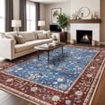 thumbnail image 2 of Jamfeel Area Rugs Vintage Floral Printed Washable Rugs Soft Low Pile Non Slip Carpet for Living Room 6'x9' Blue and Red, 2 of 6