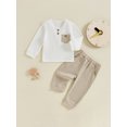 thumbnail image 4 of xiaxaixu Baby Boy 2Pcs Fall Outfits Long Sleeve Pocket Henley Tops + Pants Set Spring Clothes, 4 of 8