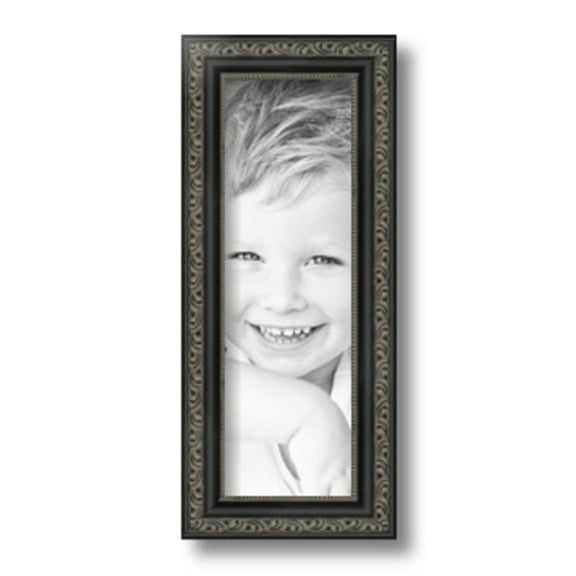 ArtToFrames 4" x 12" Antique Black Picture Frame, 4x12 inch Black Wood Poster Frame (WOM-5106)