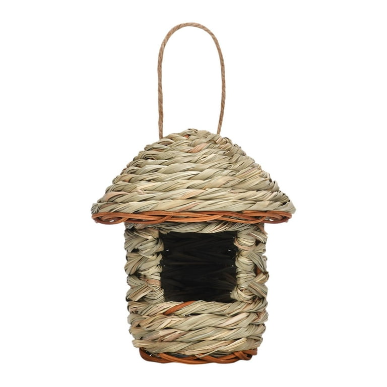 Walbest Hand-Woven Eco-Friendly Birds Cages Nest Roosting, Grass Bird Hut,  Hanging Bird House, Cozy Resting Place, 100% Natural Fiber, Ideal for