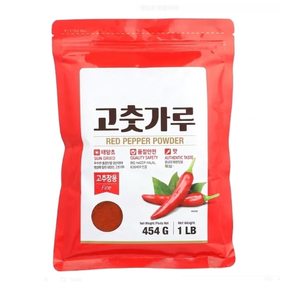 Korean Red Pepper Powder (Gochugaru) Fine Ground Chili Powder for Kimchi, Tteokbokki & Korean BBQ Cooking, 1LB (454g)