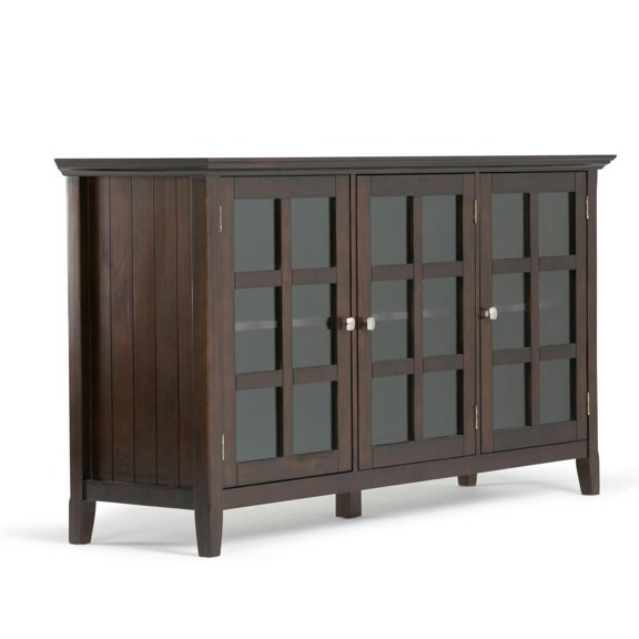 Acadian 62 inch Wide Solid Wood Transitional Wide Storage Cabinet in Brunette Brown