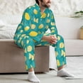 thumbnail image 7 of Yiaed Lemon Blue Print Men’s Pajamas Set - Long Sleeve Button Down Sleep Shirt and Pajama Bottoms Sleepwear Set Mens Pjs Sets Men's Pajama Bottoms-Large, 7 of 7