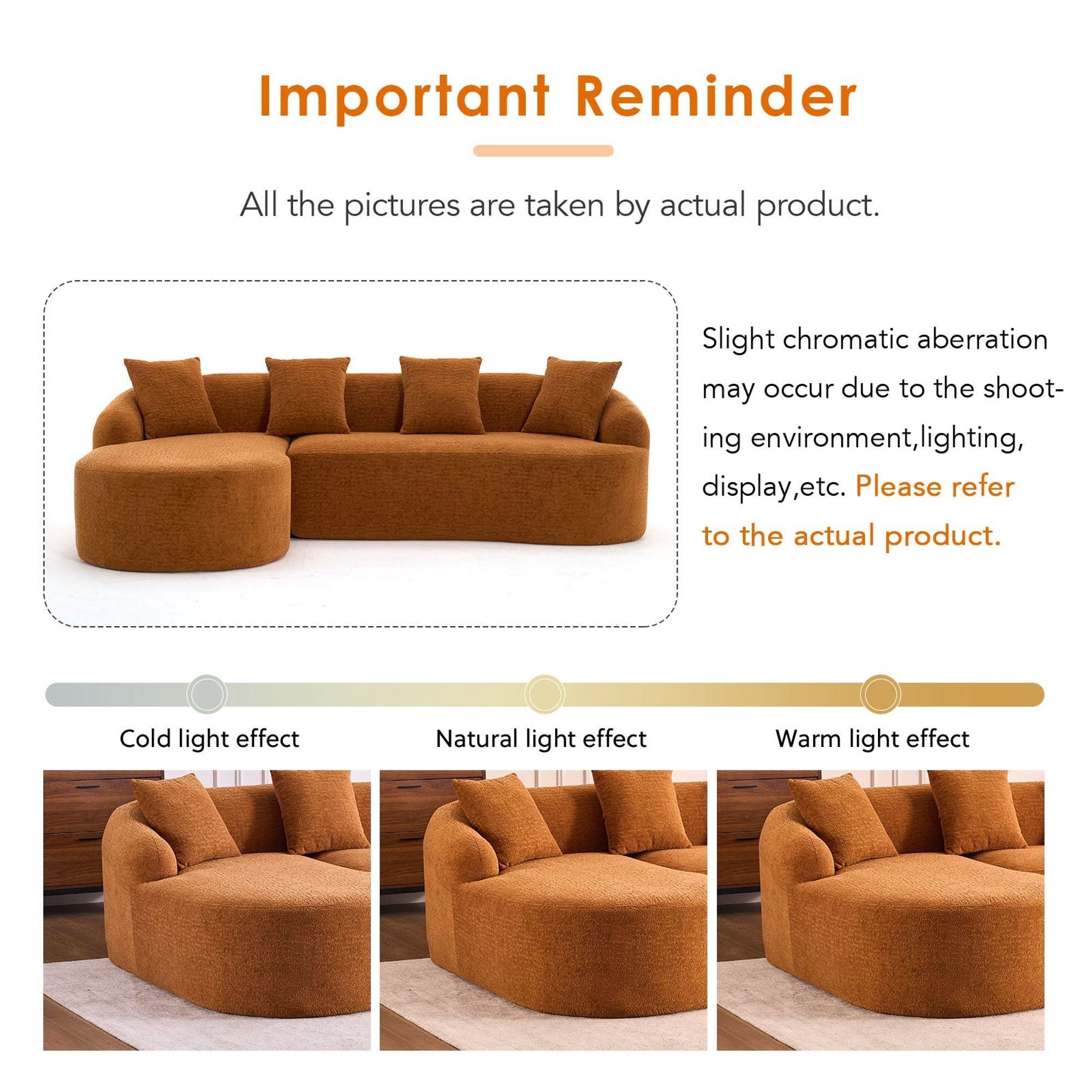 Sailvan L-Shape Sectional Sofa, 30D High-Density Foam Modular Chenille Couch for Living Room