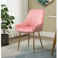 thumbnail image 1 of Modern Upholstered Dining Chair, Accent Chair with Rose Golden Feet, Armchair, Single Sofa Couch Velvet Fabric Chair Club Chair for Home Office Study Living Room Vanity Bedroom(Pink), 1 of 8