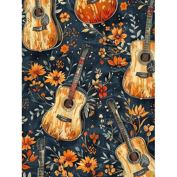 5D DIY Diamond Painting Set "Guitar, Art Music" Round Diamond Art Crafts for Adults, Suitable for Wall Decoration, Bedroom and Home Decoration