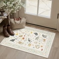 thumbnail image 3 of BERTHMEER 2'x3' Small Area Rugs for Entryway Laundry Bathroom Bedroom Entrance Modern Contemporary Rugs Dorm Beige Non Slip Washable Cat Pattern Floral Carpets, 3 of 6