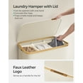 thumbnail image 3 of 150L Laundry Hamper with Lid 3-Section Large Laundry Basket Removable Mesh Liner Bamboo Handles Collapsible Cream White, 3 of 8