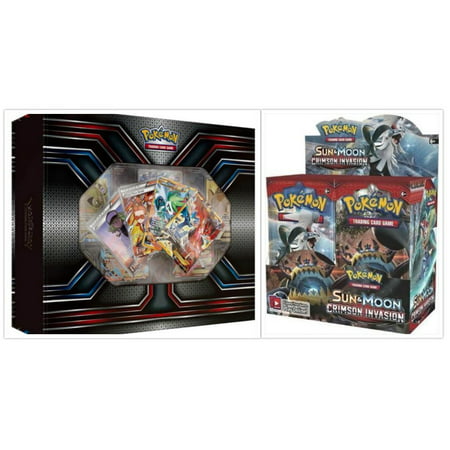 Pokemon TCG The Best of XY Premium Trainer Collection Box and Sun & Moon Crimson Invasion Booster Box Card Game Bundle, 1 of
