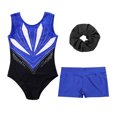 thumbnail image 3 of TiaoBug Kids Girls Gymnastics Leotards Sleeveless Bodysuit Tumbling Shorts Hair Tie Dance Unitards Blue 12, 3 of 5