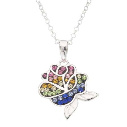 Disney Beauty and the Beast Sterling Silver Belle's Rose Pendant Necklace, 18"