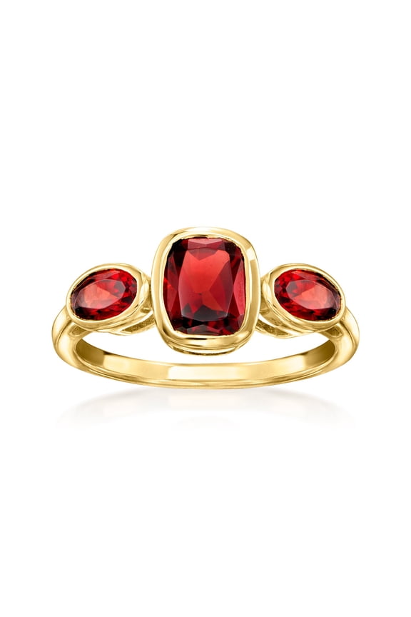2.70 ct. t.w. Garnet 3-Stone Ring in 18kt Gold Over Sterling, Women's, Adult