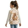 thumbnail image 2 of Uorisanigo Kids Fleece Full Zip Sleeveless Vest Puffy Cute Capybara Daisy Jacket Fall Winter Warm Outwear Lightweight Stand Up Collar Vest Jacket for Boys and Girls Age 2-12, 2 of 7