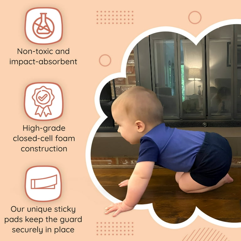 Baby Safety Foam Soft Seat Edge Cushion Fireplace Hearth Guard Bumper Pad  Child Proof Padding (Medium, Brown-fits Width from-69-80)