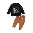 thumbnail image 1 of Faithtur Toddler Boys 2PCS Pants Sets Long Sleeve Letter Print Sweatshirt Tops and Drawstring Pants Sets, 1 of 9