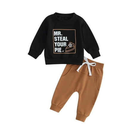 

Bangyeer Toddler Baby Boy Outfit Halloween Thanksgiving Sweatshirt + Sweatpants Boy Fall Winter Clothes