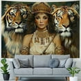 thumbnail image 4 of GOSMITH Tiger Lion Girl Tapestry African Animal Tapestry Wall Hanging, Tiger Lion Vintage Ethnic Tribe Tapestry, Safari Man Tapestry Wall Hanging Bedroom Life Painting, 4 of 6