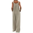 thumbnail image 4 of Baby Sweetie Womens Summer Sleeveless Cotton Linen Overalls Baggy Adjustable Suspender Jumpsuit with Pockets, 4 of 9
