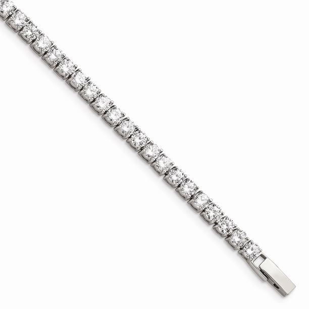 GemApex White Stainless Steel bracelet CZ Cubic Zirconia